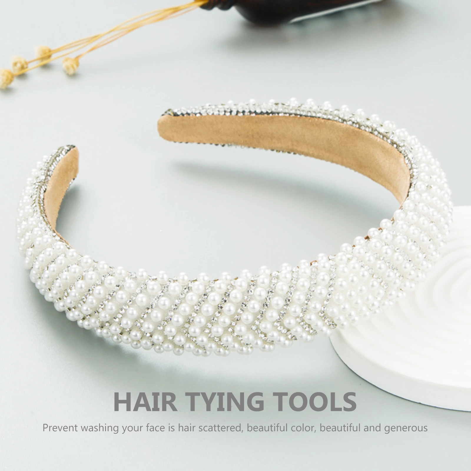 

Pearl Rhinestone Headb Lightweight Non deformation Women Headdress Baroque Hairb Hoop All match Wedding Party Daily Use Elegant