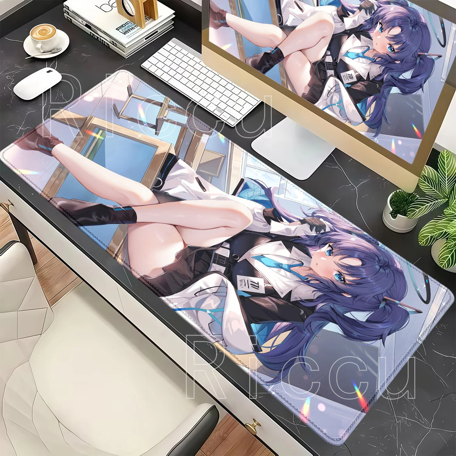 Gaming Blue Archive Hayase Yuuka Mouse Pad HD Printing Overlock XXL Mousepad Offices Accessories Keyboard Non-slip Base Desk Mat