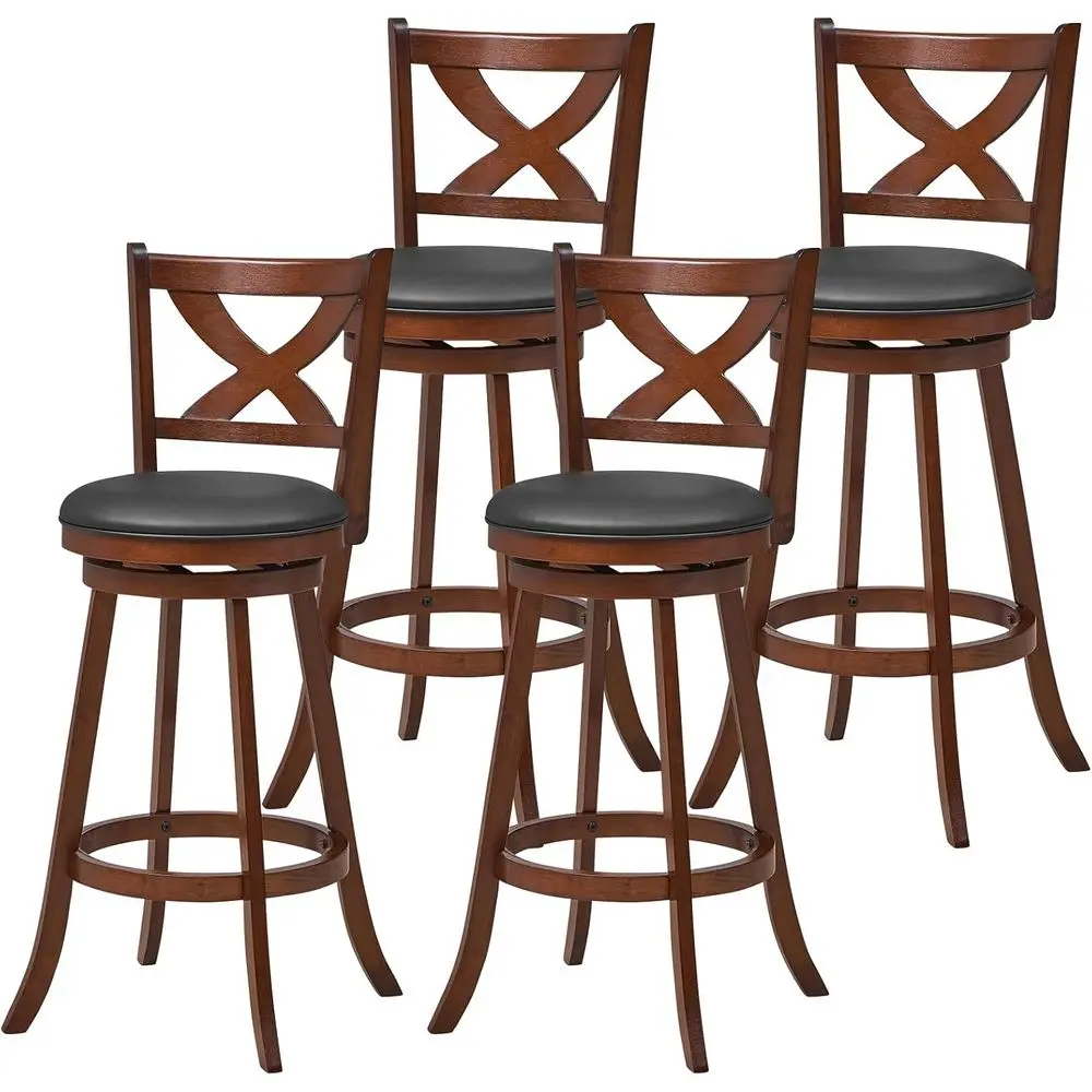 

Set of 4 30-Inch Classic Bar Stools with X-Back Design for Kitchen Island, Pub, and Café Use in Espresso Finish