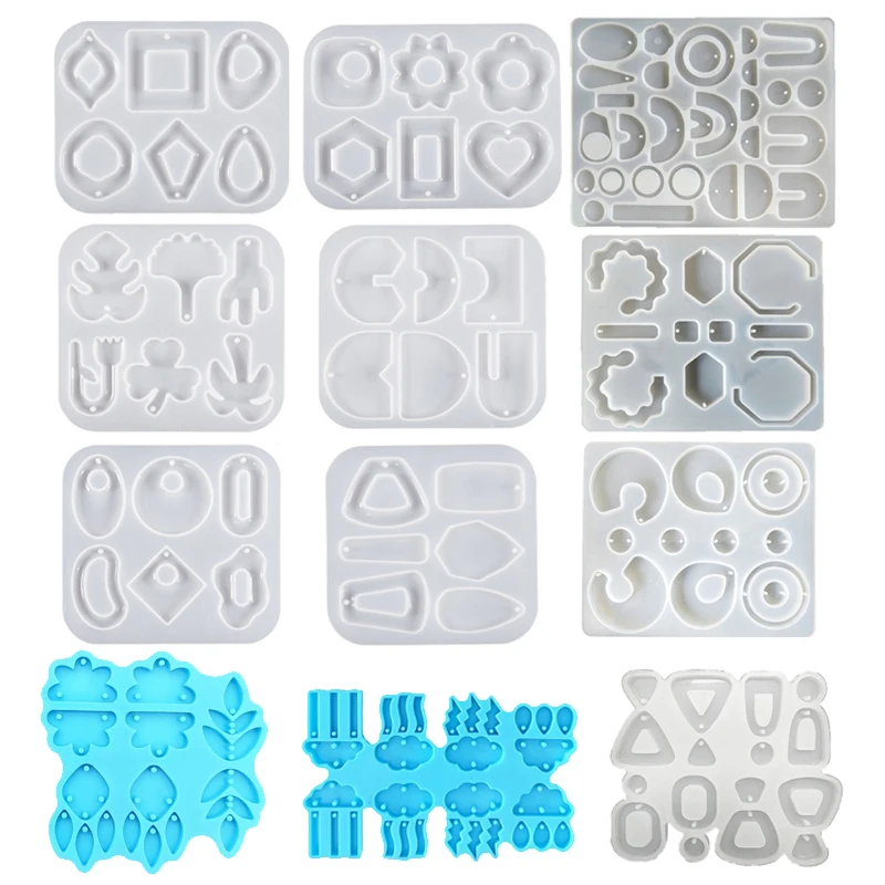 Resin Earrings Mold Geometric Flower Heart Irregular Mould Unique Earring Silicone Molds for Epoxy Resin Crafts Christmas Molds