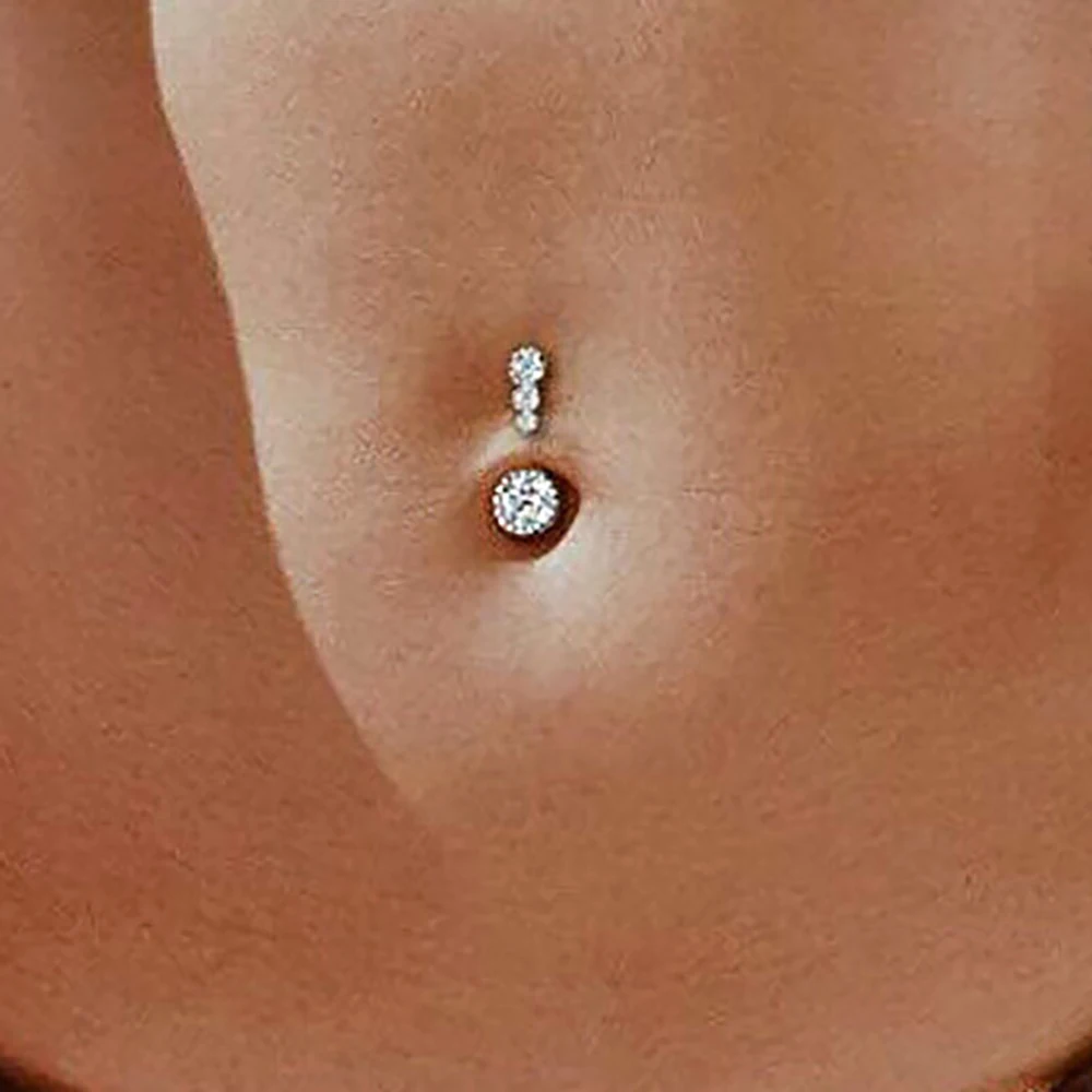 IFMIA Crystal Belly Button Rings Navel Ring Crystal Drop Dangle Body Belly Piercing Jewelry for Women Beach Belly Navel Rings