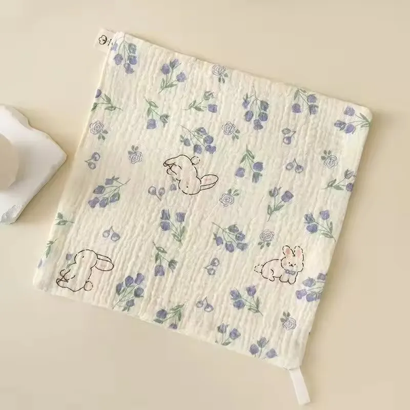 5pcs Cute 4 Layers Cotton Muslin Square 25*25cm Soft Baby Muslin Washcloth Newborn Handkerchief Infant Face Hand Printed Towel