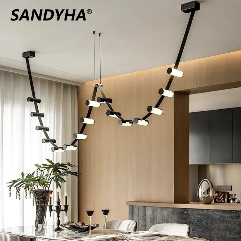 SANDYHA Nordic Design Belts Chandelier Home Decor Led Hanging Lamp Living Room Dining Bedroom Hotel Lustre Salon Pendant Lights