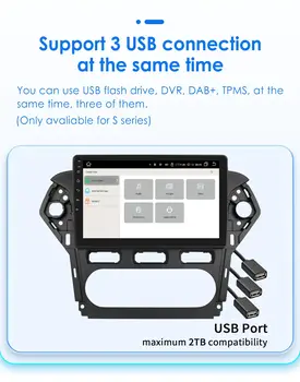 Hizpo 8GB + 128GB 車載智慧系統,適用於 2010-2014 年式福特蒙迪歐,安卓車載收音機,2 DIN 多媒體播放器,支援 CarPlay 和 GPS 導航,立體聲系統 8 最佳銷售 雙DIN福特蒙迪歐 - №3
