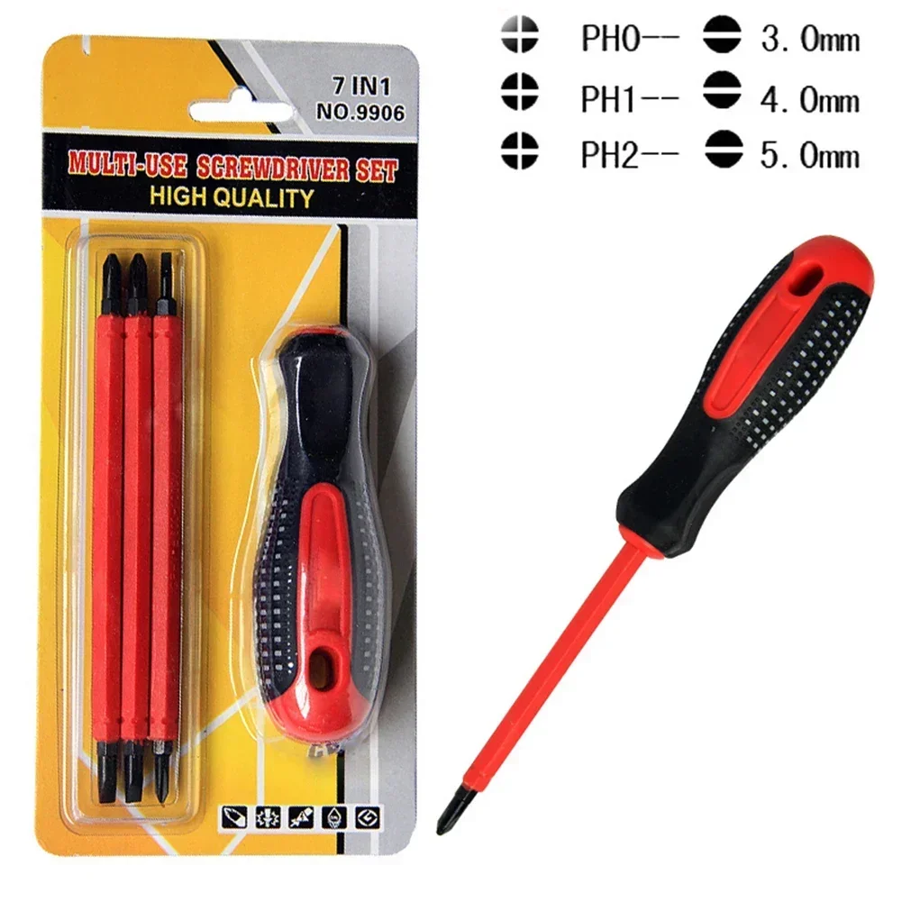 4in1 Insulation Screwdriver Bits  Electrician Batch Multifunctional Double Head PH0 PH2 Screwdriver Electric Pen Combination Set