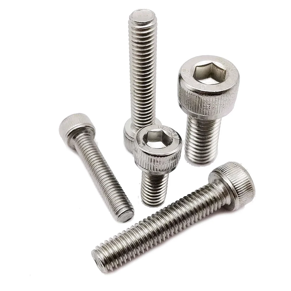 SUS304 A2 Stainless Steel DIN912 Allen Screws 5/16 Inch to 5/8 Inch UNC UNF Thread Knurled Inner Hexagon Socket Bolts