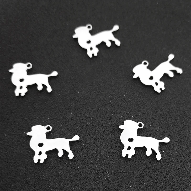 Stainless Steel Poodle Dog Charms Pendant For DIY Jewelry Making Finding Accessories Bracelet Earrings Handmade Necklace 1932-3