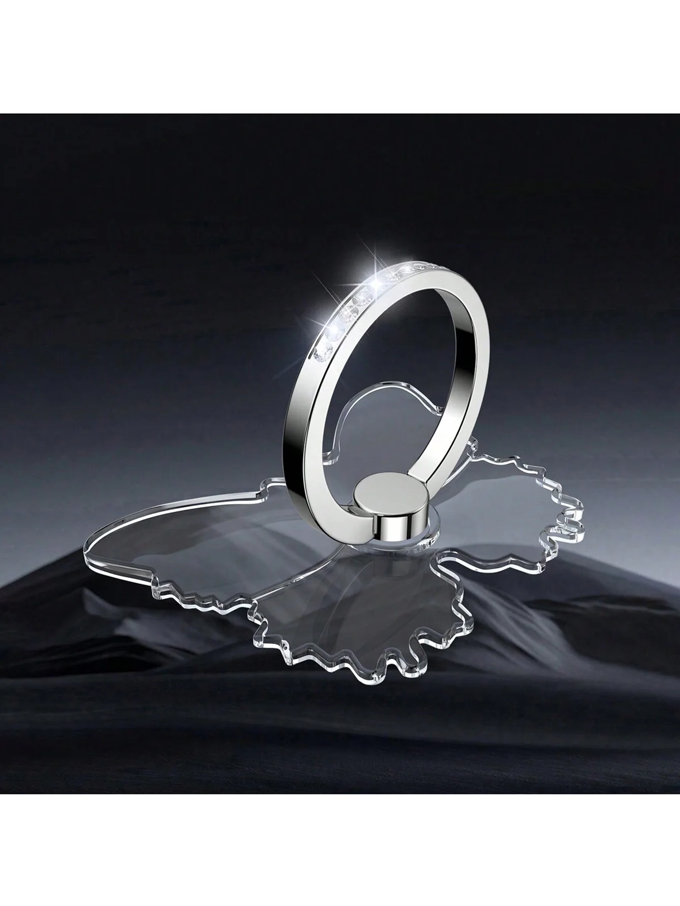 

Прозрачный хрустальный декоративный держатель для колец, инкрустированный бабочкой, цельный, 360 ° Вращающаяся универсальная подставка для настольного телефона, подходящая для всех типов телефонов/футляров