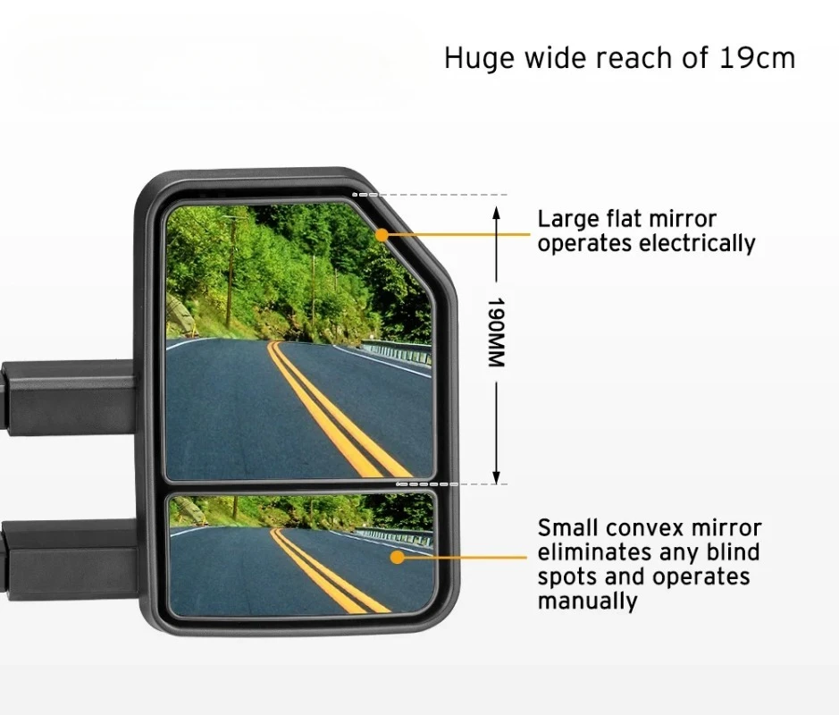 SAN HIMA Schwarzes Paar LED-Blinker, ausziehbare LKW-Schleppspiegel für Ford Ranger Wildtrak Raptor ab 2012