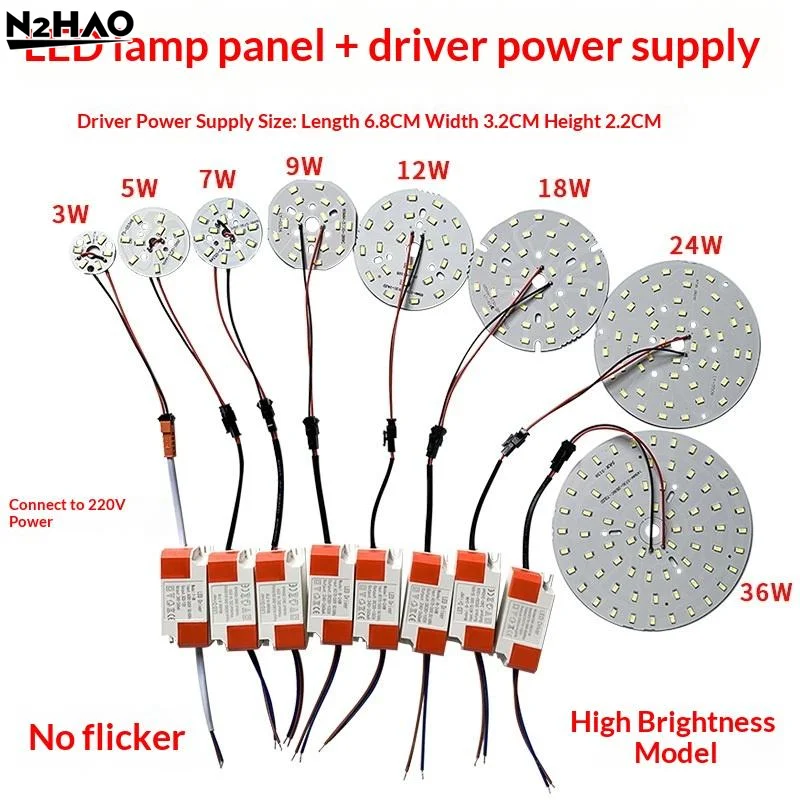 Светодиодная лампа WhiteWarm высокой яркости 5730SMD, круглая, 3-36 Вт, с драйвером питания