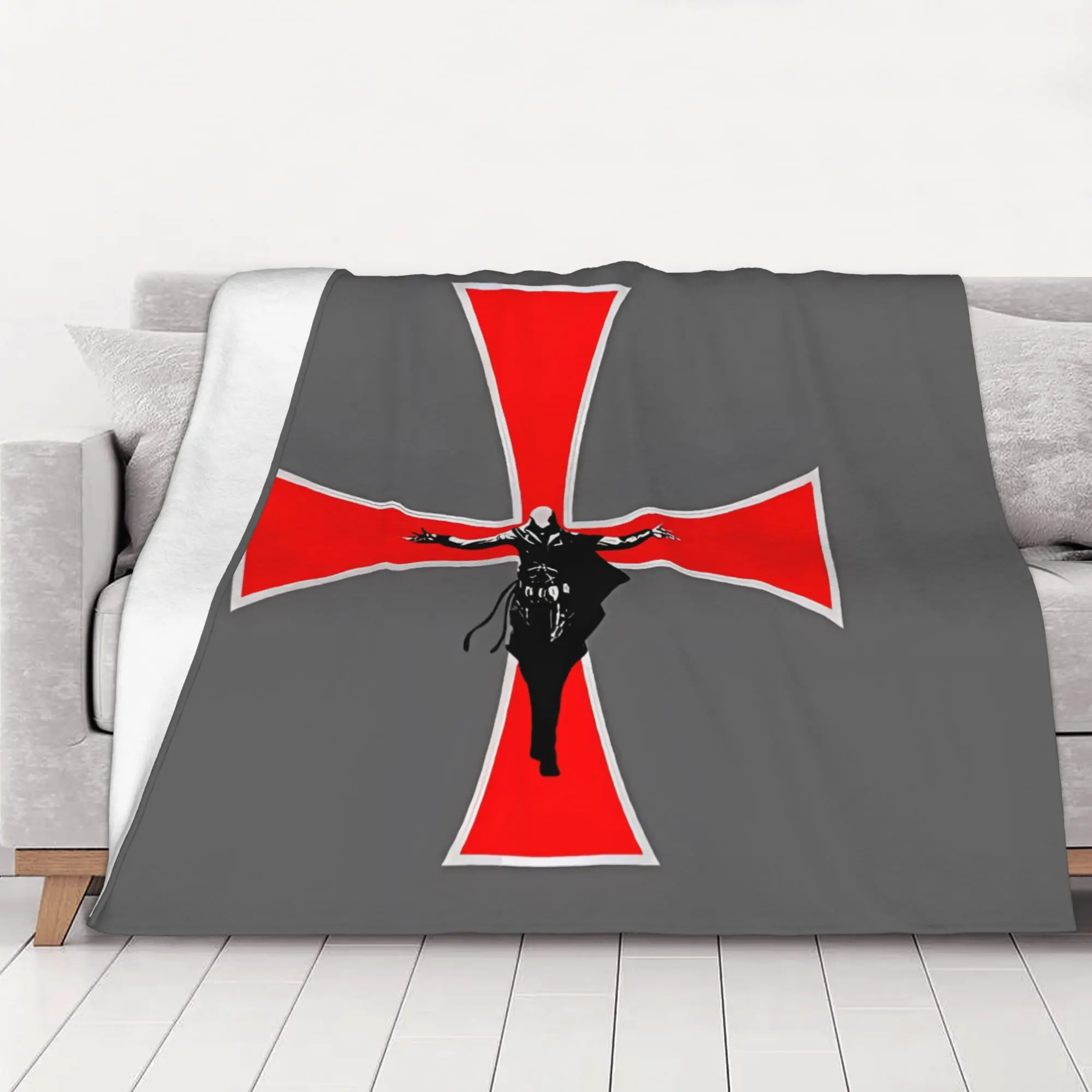 1PC home Cutecore Templar Cross Assassin's Creed Blanket Super Cosy Plush Home Living Room Sofa halloween