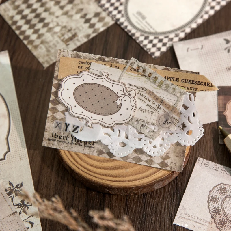 Journal GO 40pcs Retro Tear-off Notepad Vintage Frame Scrapbooking Decorative Material Collage Junk Journal diy Material Paper