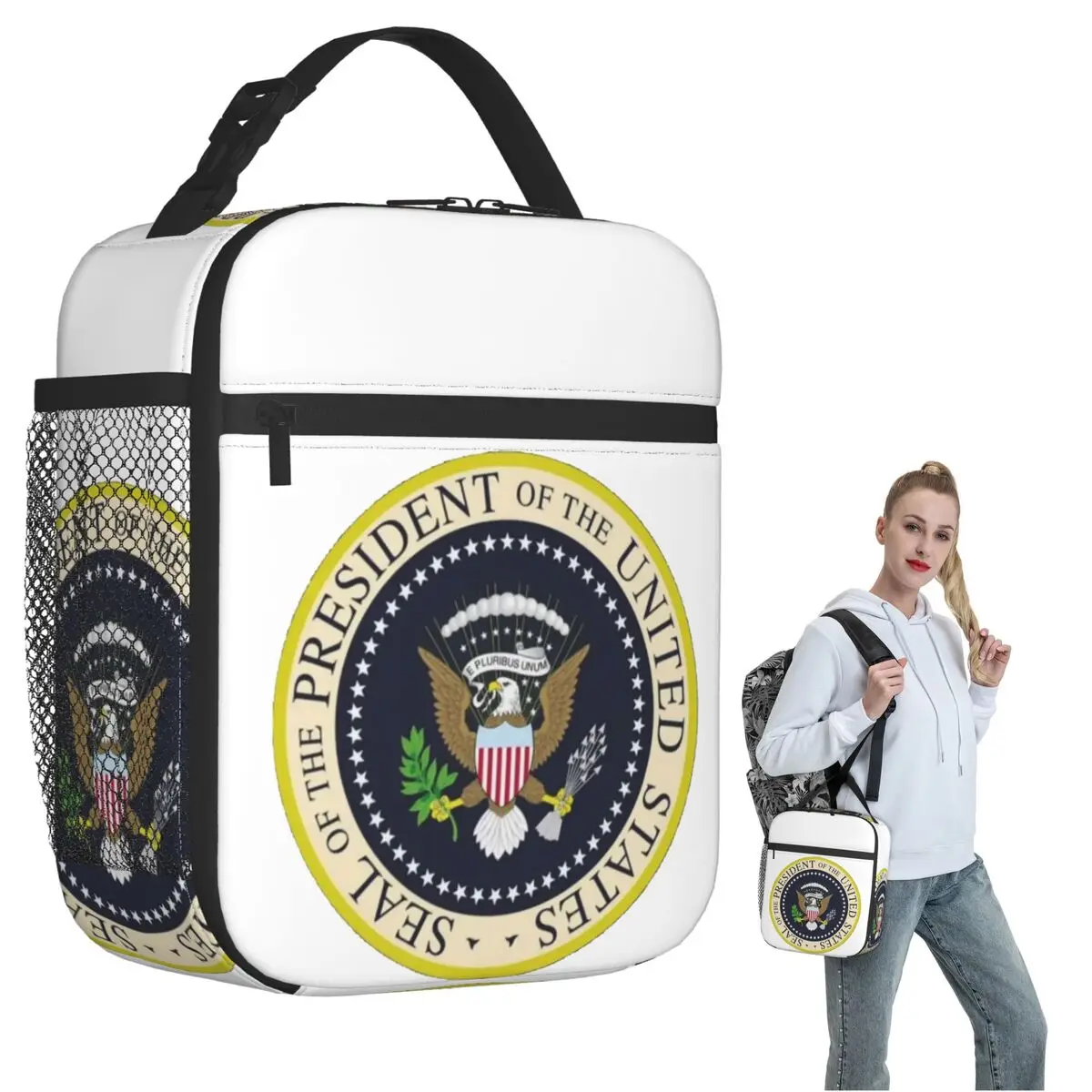 Seal Of The President Of The United States Insulated Lunch Bag for Women Children Portable Food Boxes Thermal Lunch Box Tote