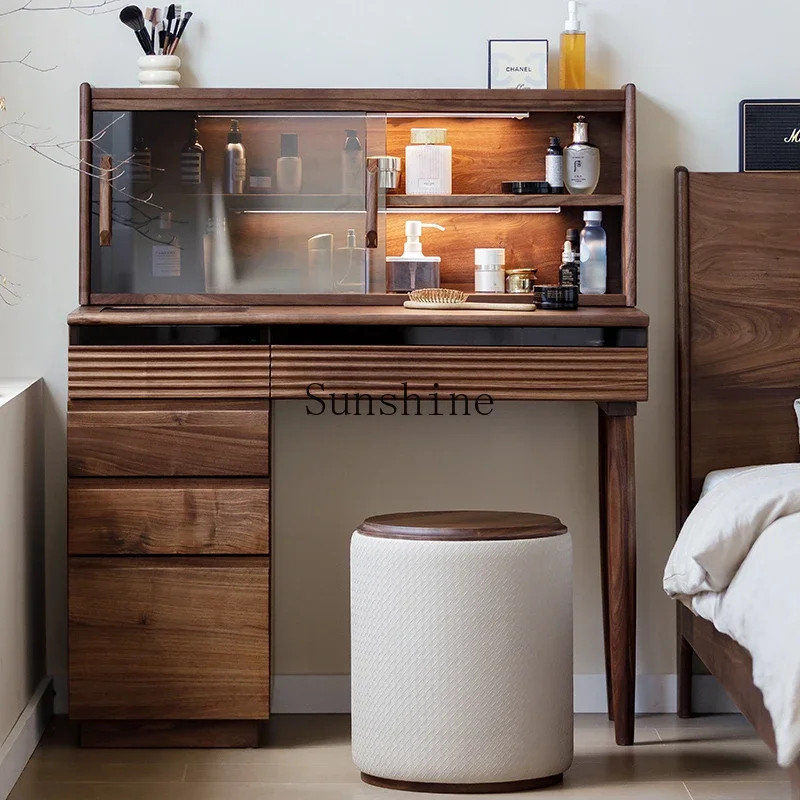 North American solid wood dressing desk integrated bedroom storage cabinet multi-functional makeup table