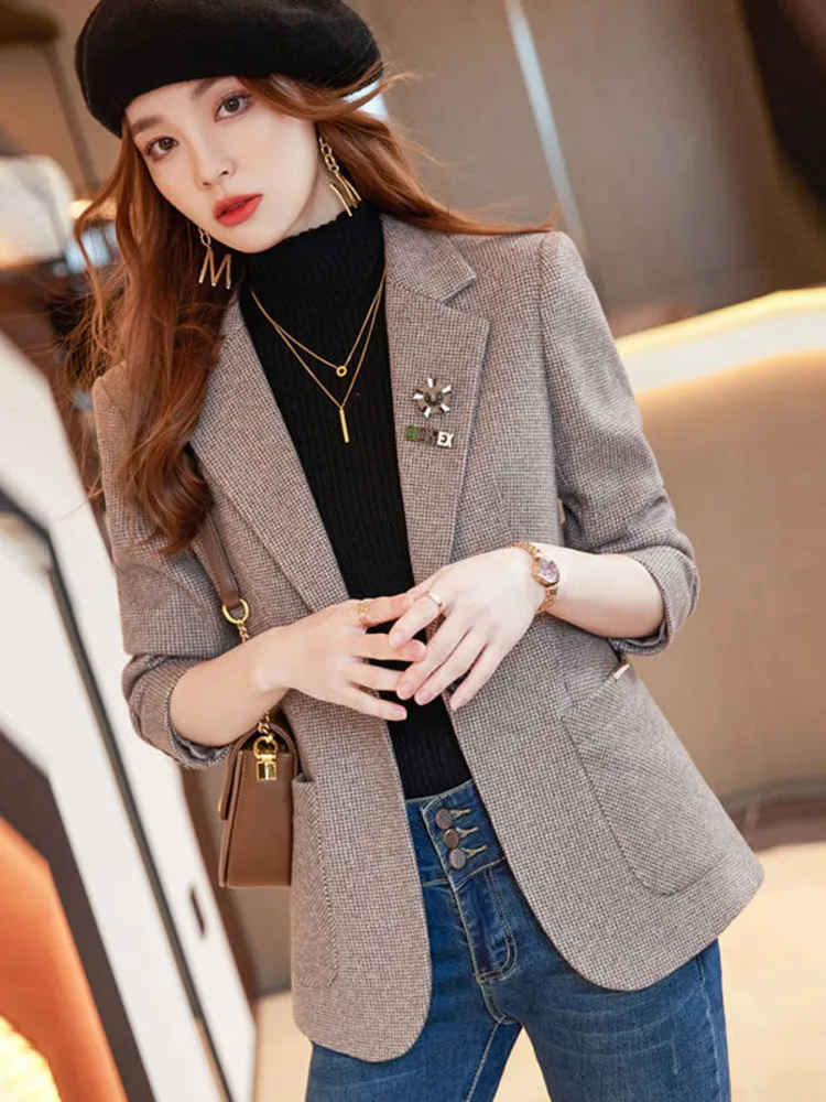 Women Blazer Office Lady Chic Elegant Vintage Casual Single Breasted Blazer All-match Daily Classic Chic Streetwear Top NEW