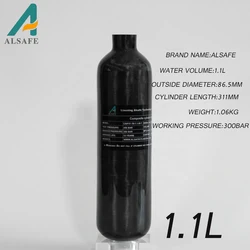 ALSAFE 4500Psi 300Bar 30Mpa 1.1L cilindro in fibra di carbonio Mini bombola per Scuba serbatoio ad alta pressione per antincendio M18 * 1.5