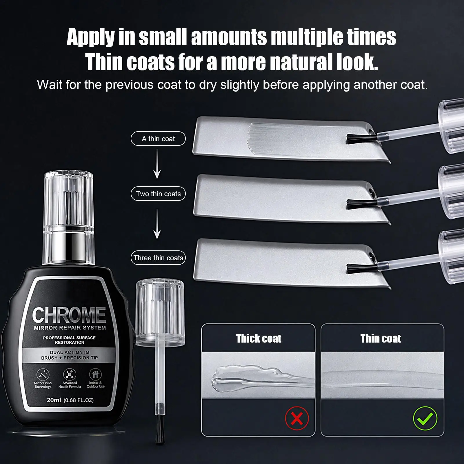 Automotive Chrome Silver Repair Fluid 20ml High-Gloss Door Armrest Bright Strip Paint Restoration and Repair Paste - view 6