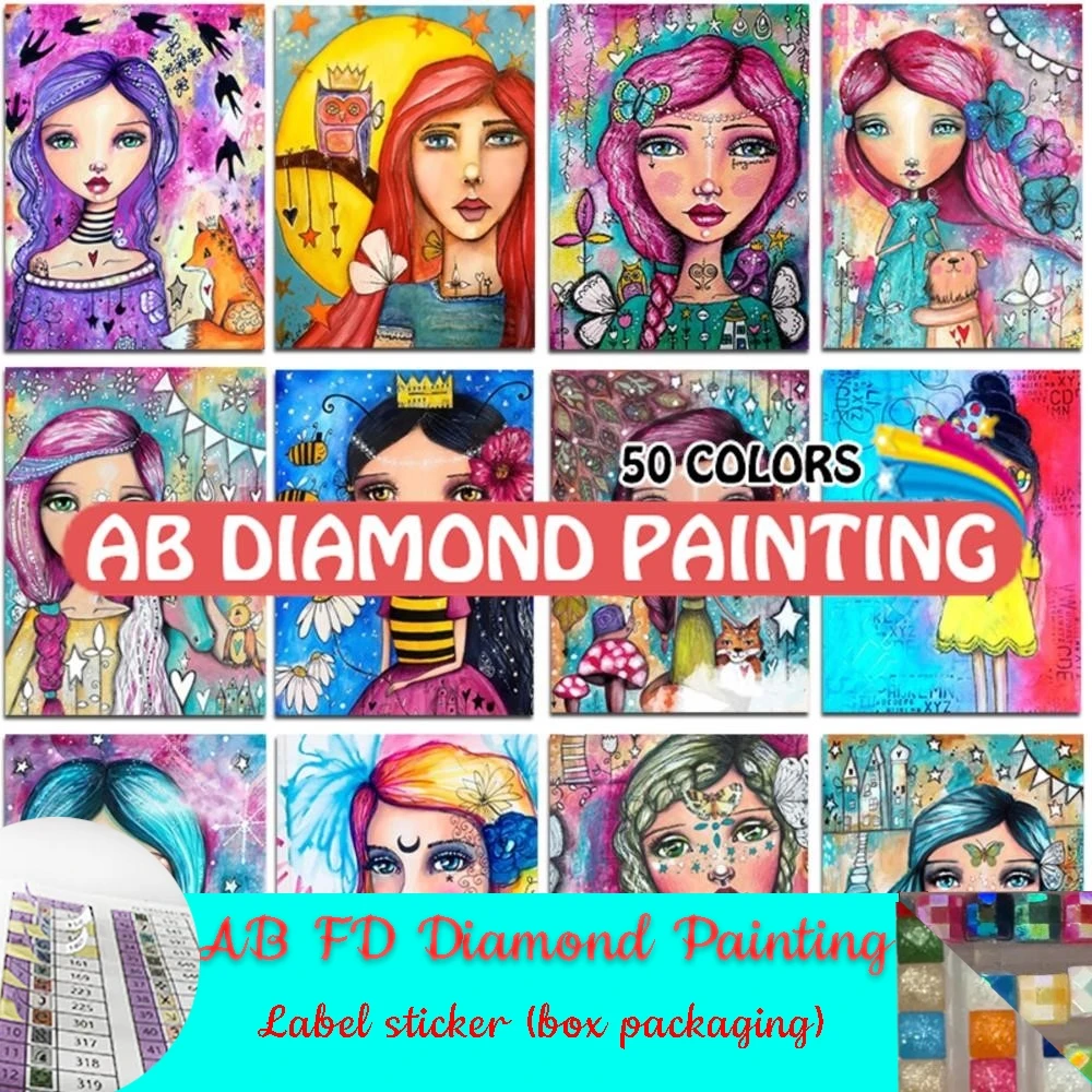 Girl AB FD Diamond Painting Craft Full Square Round Drills 5D DIY Cartoon Embroidery Colored stract Art Embroidery Home Decor