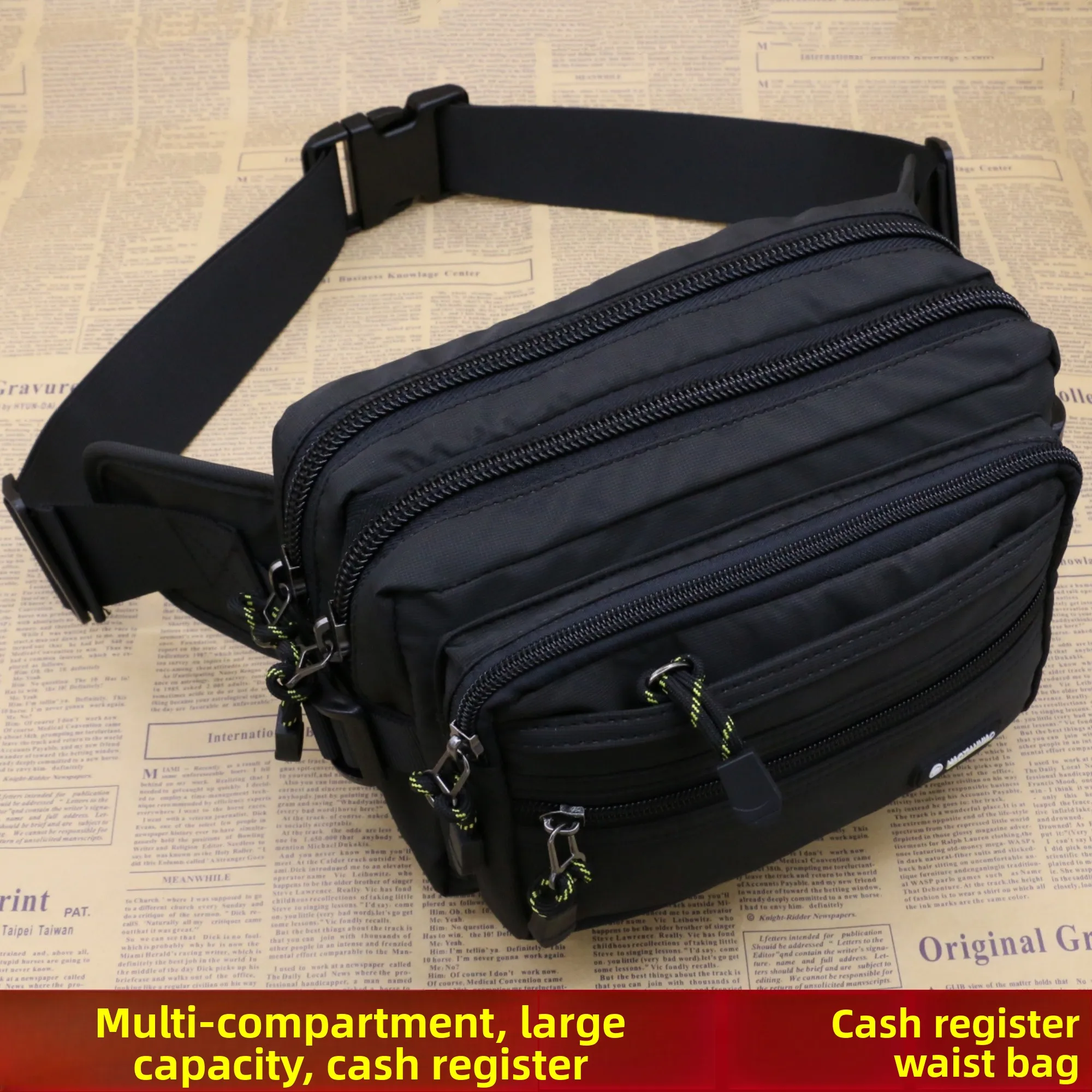 Large Waist Bag Unisex Multi-Functional High Capacity Work Waterproof Fabric Casual Outdoor Business Money Bag