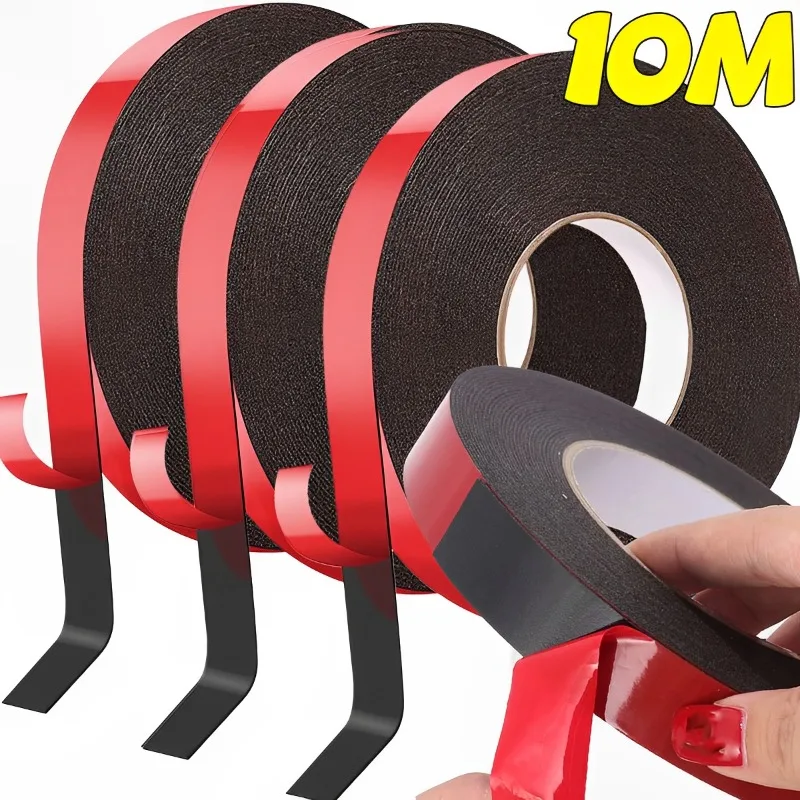 

10m Double Sided Tape Self-adhesive Red Film Foam Tape Multifunctional Scalable Photo Frame Fixing Adhesive Kitchen Storage Tool
