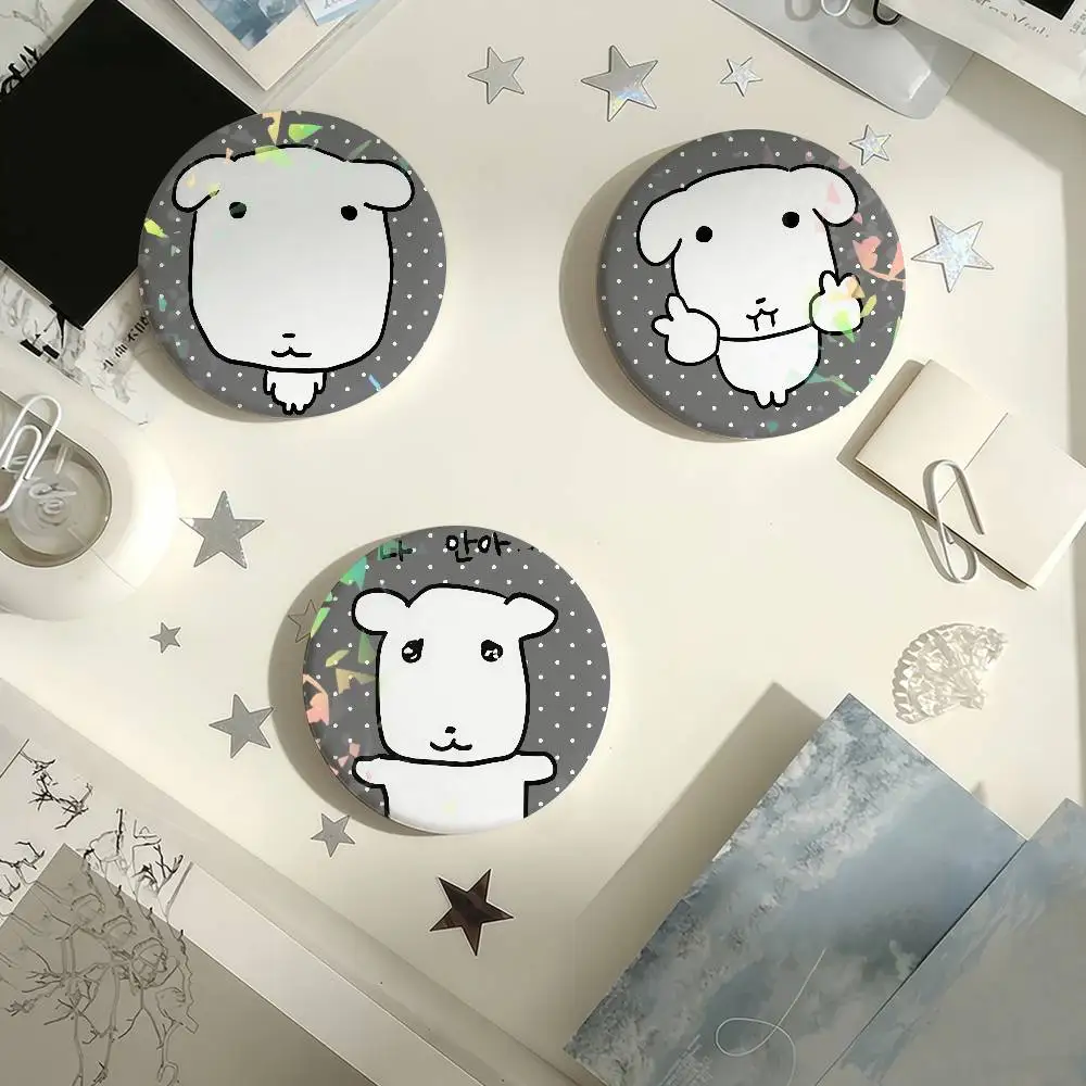 Cartoon G-Ganadi Black White and Gray Dog Cat Laser Badge Creative Pins Brooch for Bag Clothes Hat Decor Gifts Fans Collect