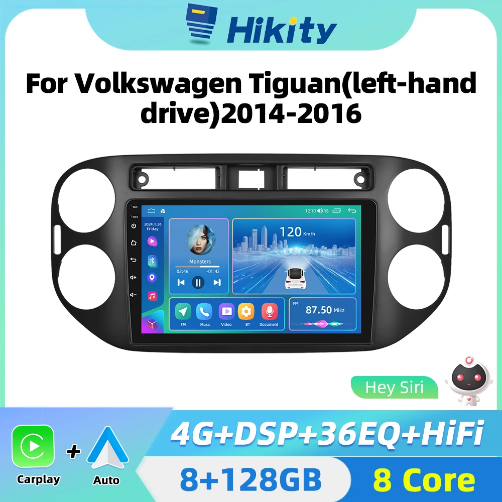 Hikity 8+128G Android 2din Car Radio For VW Volkswagen Tiguan 2014-2016 CarPlay Car Multimedia Player Android Auto GPS no DVD