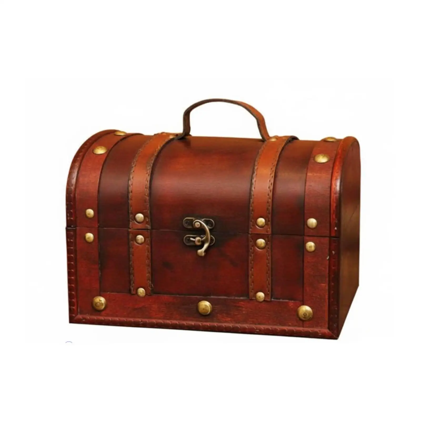 Vintage Wooden Antique Storage Chest with Lockable Clasp for Jewelry Box Organizer Home Decor