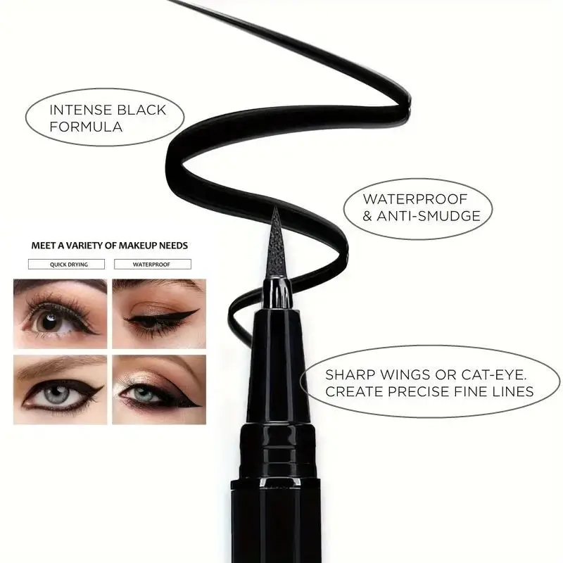 1pc Waterproof Eyeliner Pen, Ultra Fine Tip, Long-Lasting Smudge-Proof, Satin Finish, Black Shade, Sweat-Resistant Eye Ma