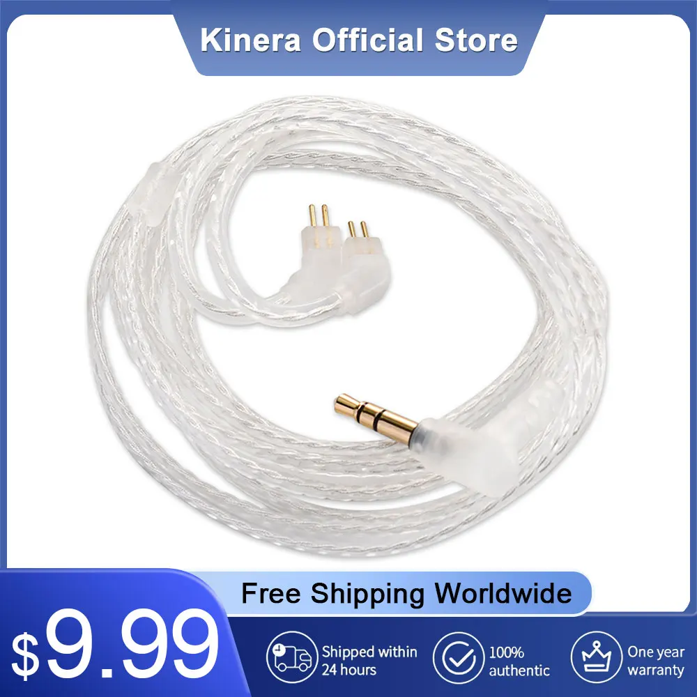 Kinera Celest Icelis Oortelefoon Kabel Zuurstofvrij Koper Verzilverd 0.78 2pin Hoofdtelefoon Draad Headset Accessoires 3.5mm Plug IEM