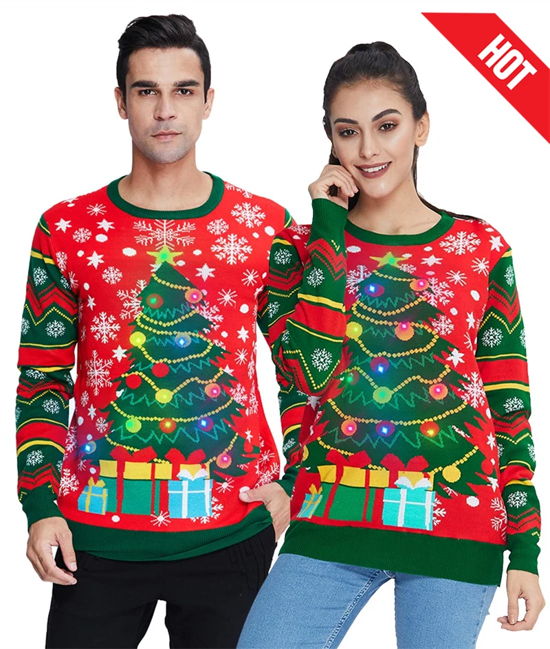 Men Women Two Person Reindeer Ugly Christmas Sweater Unisex Pullovers Christmas Jumper Tops Couples Gifts Party Xmas Sweatshirt