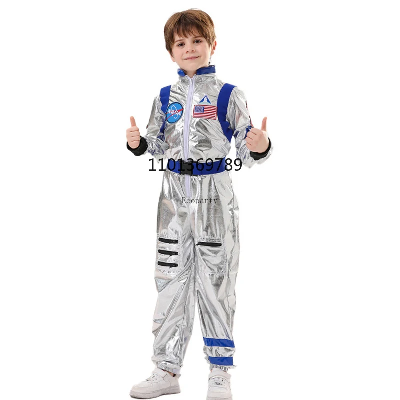 Disfraz de Astronauta Plateado para Niños, Traje Espacial para Fiestas Temáticas, Disfraz de Cosmonauta para Niños y Niñas, Traje Espacial Infantil para Fiestas