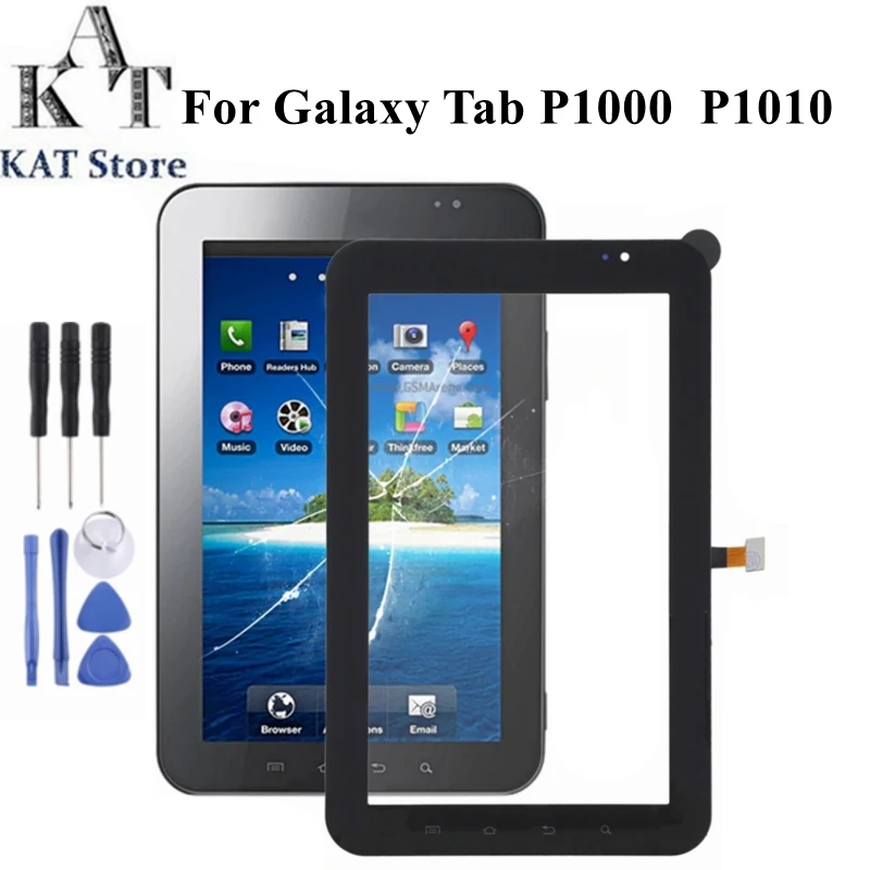 7.0 "لسامسونج غالاكسي تبويب P1000 P1010 محول الأرقام بشاشة تعمل بلمس لاصق الجبهة زجاج عدسة لوحة استبدال أجزاء #1