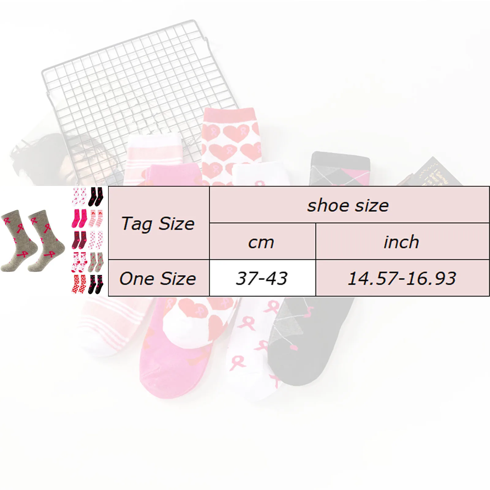 Unisex Breast Cancer Awareness Theme Printed Mid Calf Casual Ankle Socks Pink Ribbon Graphic Sport Versatility Medium Tube Sock