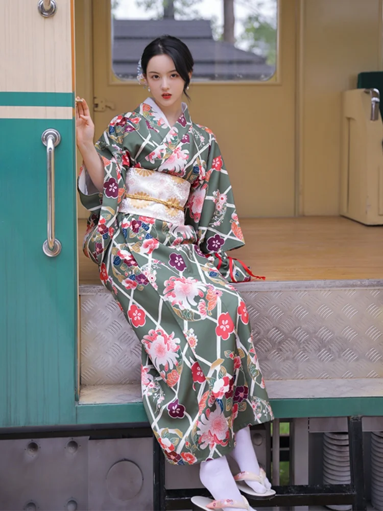 فستان نسائي طويل بطبعة زهور بتصميم عتيق، كيمونو ياباني تقليدي يوكاتا، زي تنكري رسمي لملابس التصوير الفوتوغرافي #6