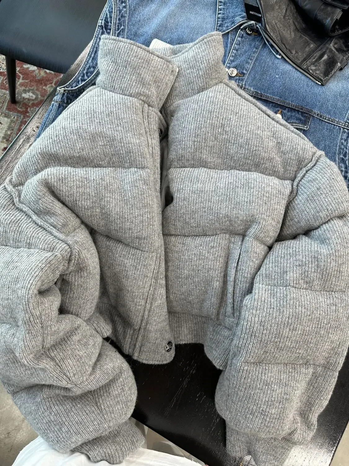 Parka corto in cotone grigio di fascia alta in stile coreano allentato caldo addensato colletto alla coreana Outwear 2023 nuovo cappotto invernale