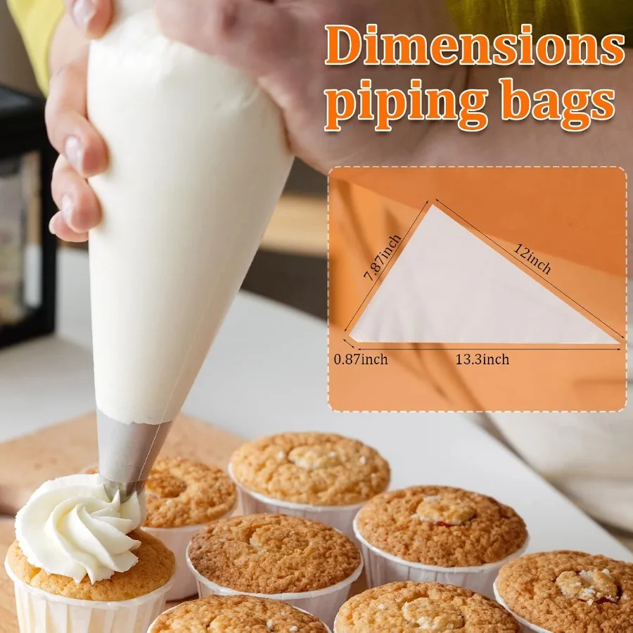 أكياس الأنابيب القابل للتصرف 12 Ih 150 قطعة أكياس المعجنات شديدة التحمل مضادة للانفجار مع تصميم نونسليب للثلج والصقيع والطهي