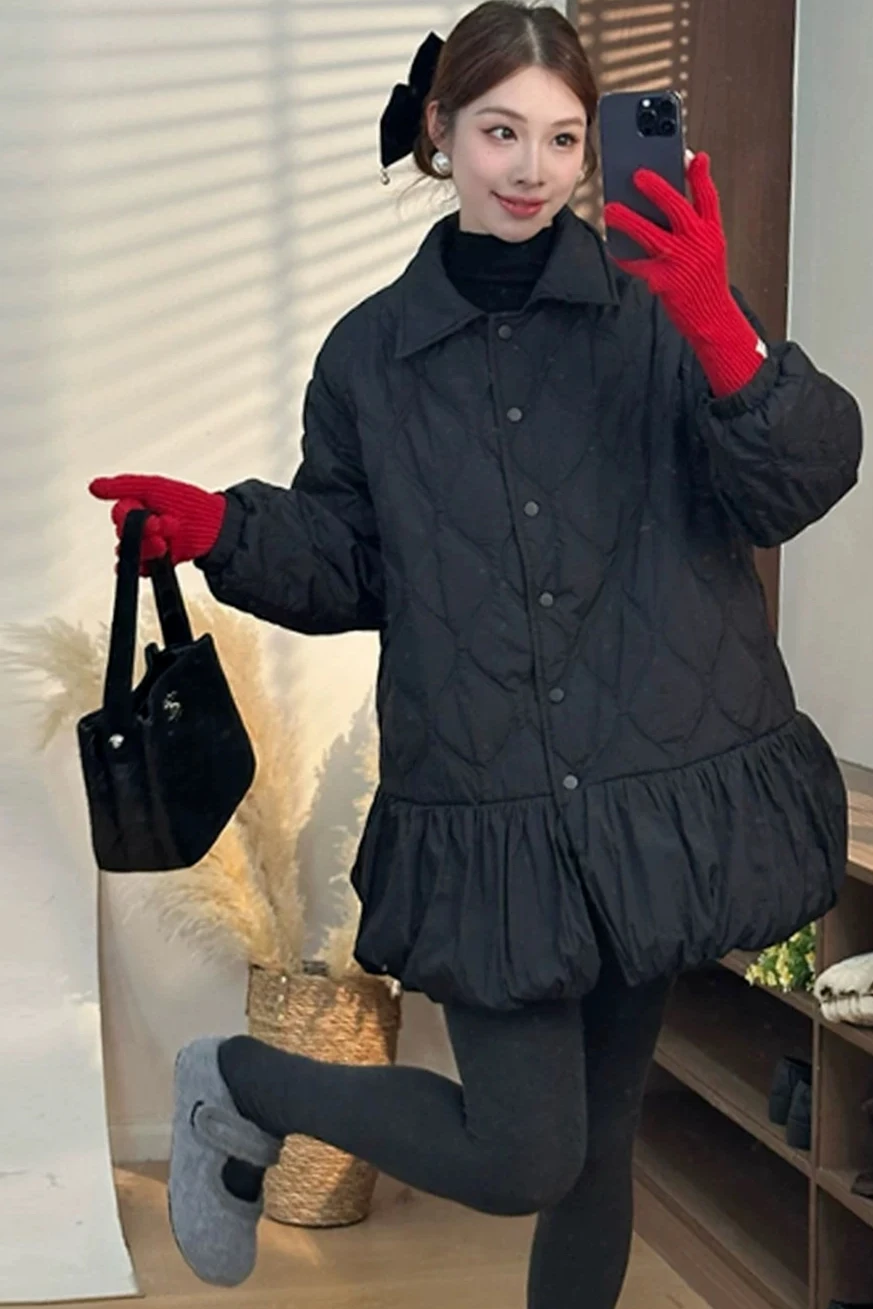 Nowa damska kurtka puchowa na jesień/zimę 2026, codzienna kurtka bawełniana z łączonych materiałów, składana kurtka bawełniana.