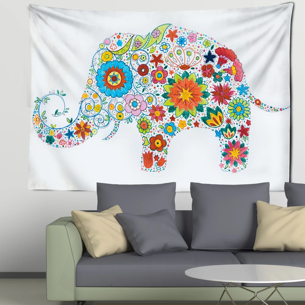 3D Mural Elephant Tapestry, Wall Hanging, Bohemian Hippie, Bedroom Background Cloth, Printing Home Decor