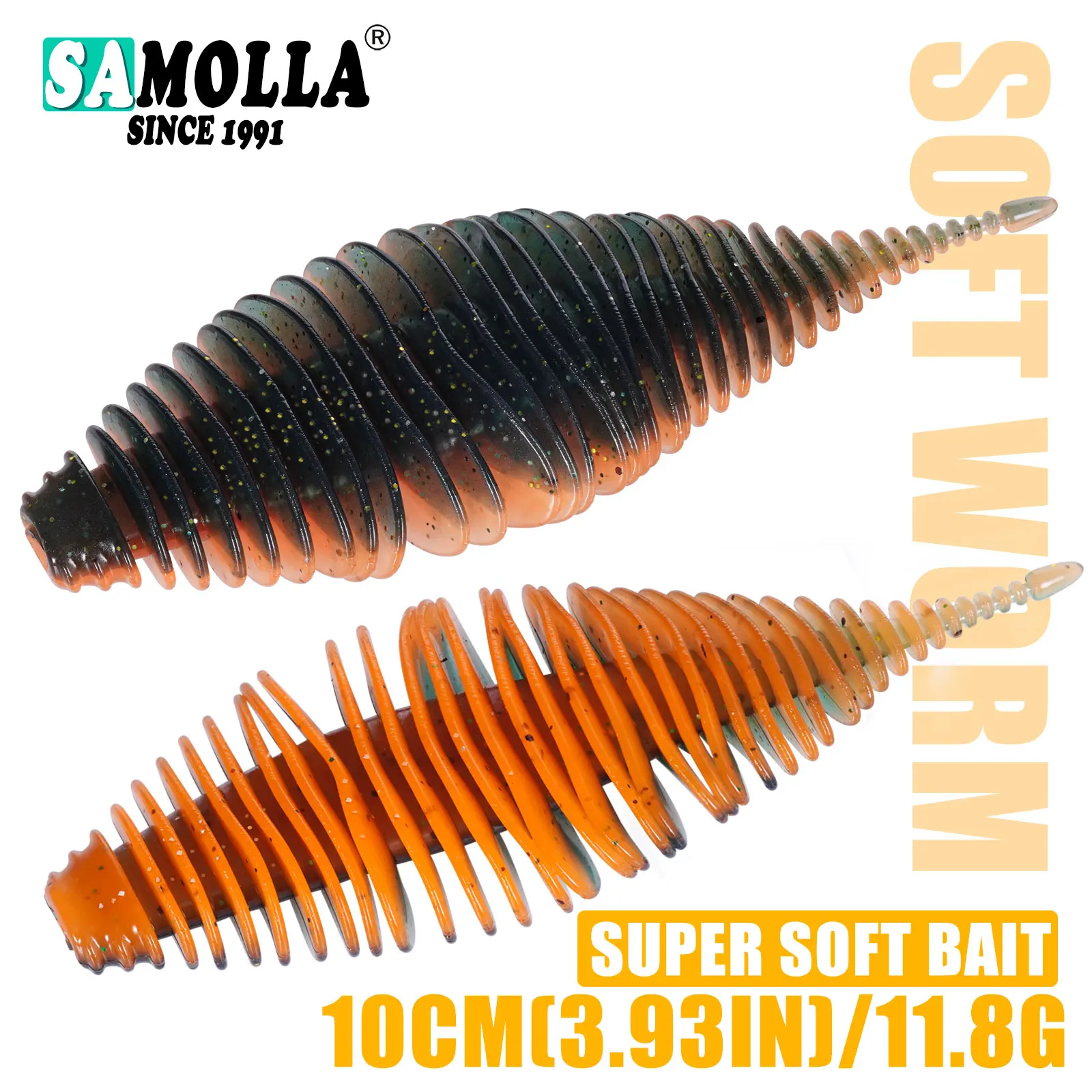 SAMOLLA Wurm Silikon Weicher Köder Angeln Köder Faltenbalg Kiemen Künstliche Hecht Bass Swimbait Rig Für Angeln Köder leurre souple