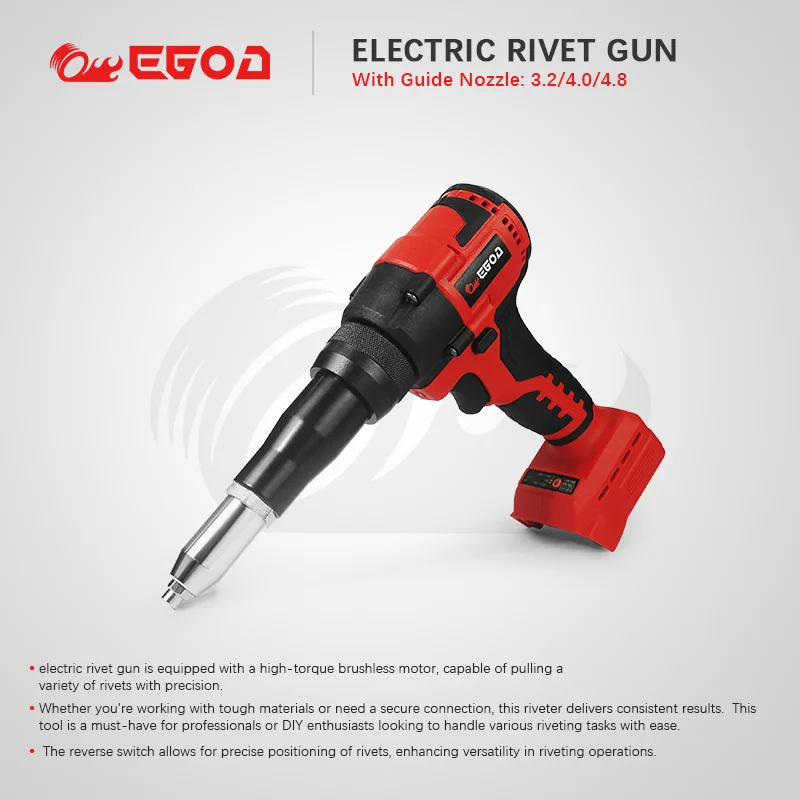 

For Milwaukee Brushless Electric Willow Nail Gun EGOD Woodworking Cordless Rivet Gun 4.8mm with LED for Milwaukee 20V Battery