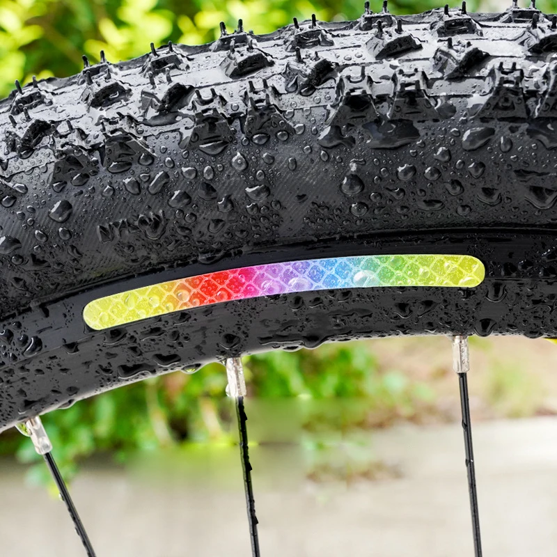 Rainbow Reflective Sticker for Bike Wheels Night Glow Sticker Car Motorcycle fluorescent adhesive tape riding Reflect Strip