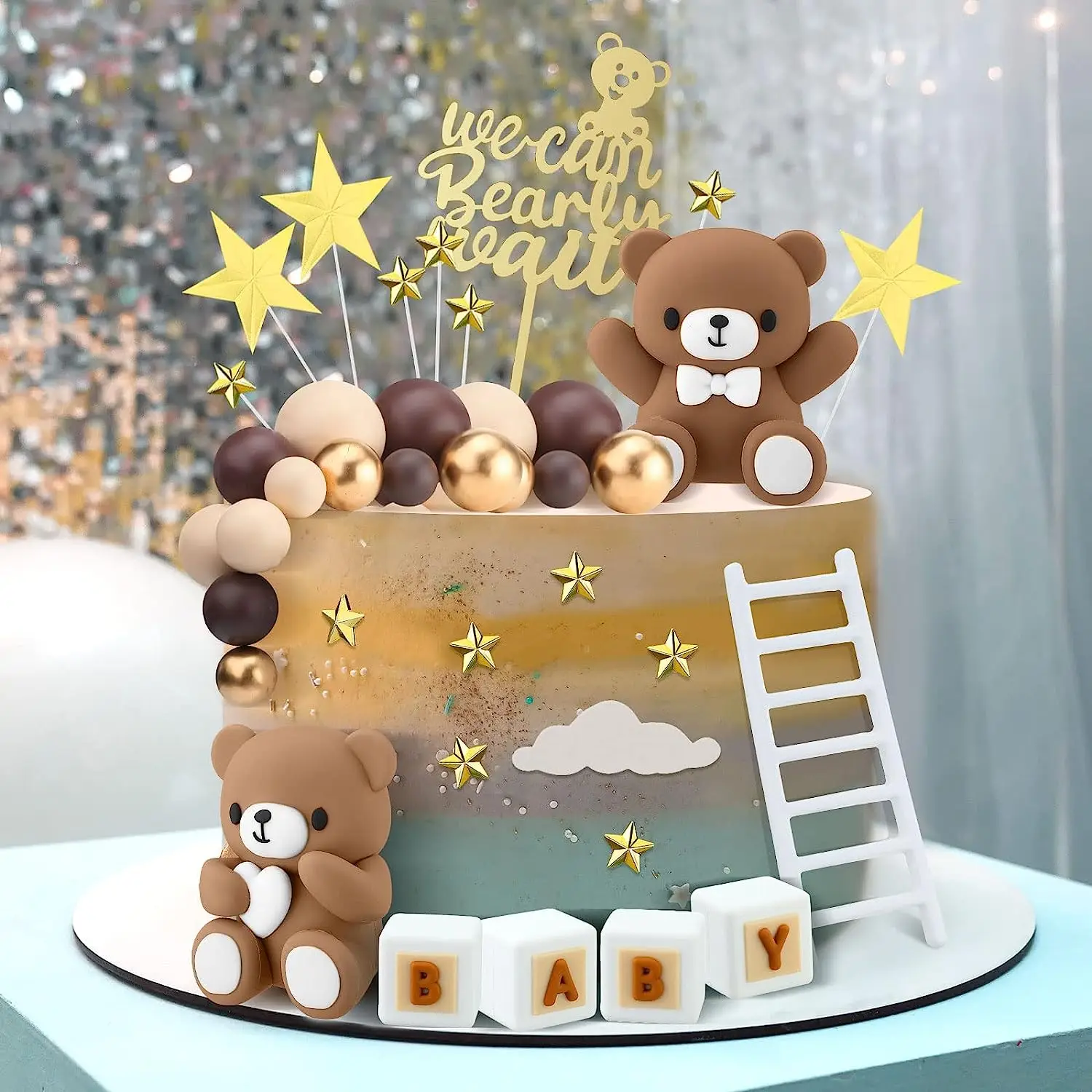 

Baby Bear Cake Decorations Teddy Bear Cake Toppers Baby Boy Girl 1st Birthday Balloon Cupcake Topper Babyshower Supplies