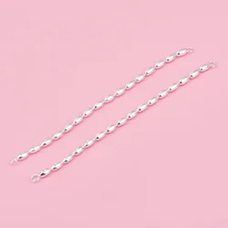 New S925 plain silver oval olive bead semi-finished bracelet chain diy handmade silver chain extension chain
