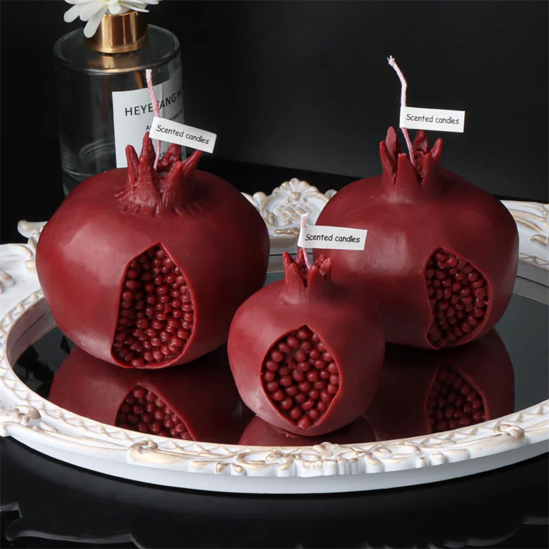 3D große rote Granatapfel Kerze Form Silikon Ananas Ananas Seife Wachs machen Emulational Guave Obst Mango Epoxidharz Home Decor
