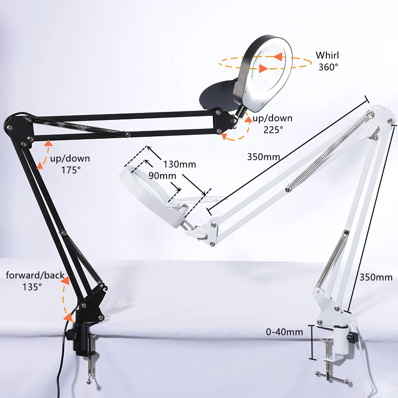 10X 20X Foldable Magnifying Glass with LED Light Third Hand Soldering Tool Desk Clamp USB Magnifier Welding Reading Table Lamp