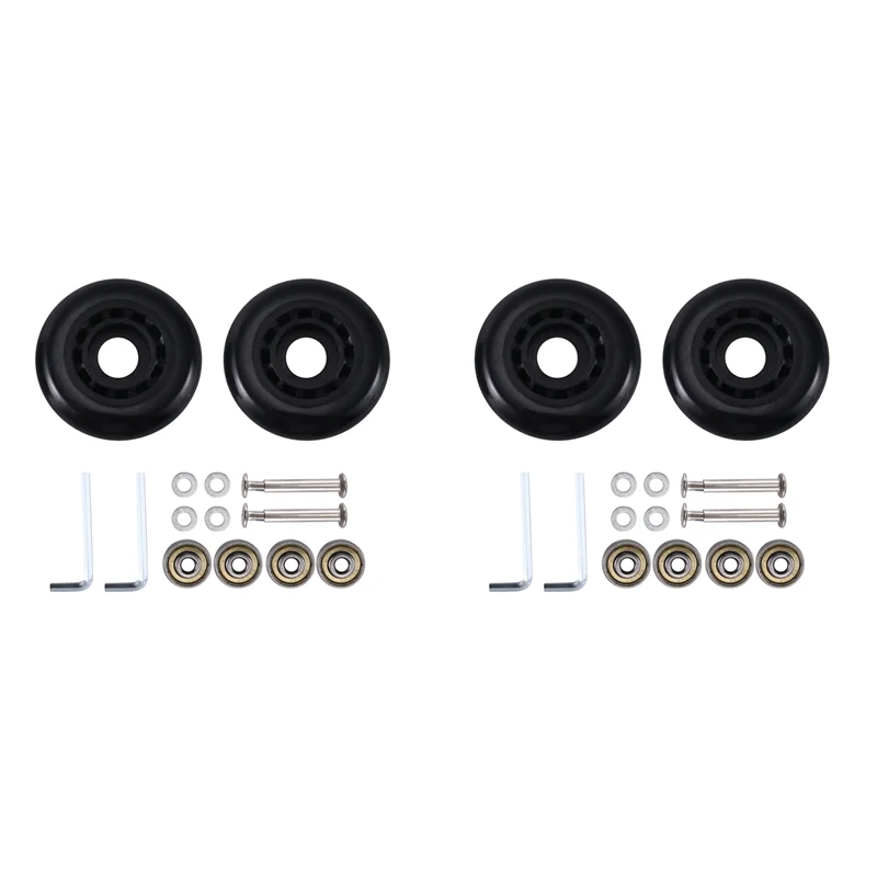 A95G 2X Luggage Suitcase Wheels Replacement Kit 60X18mm Environmentally Friendly PU Carbon Steel Bearings Repair Suitcase