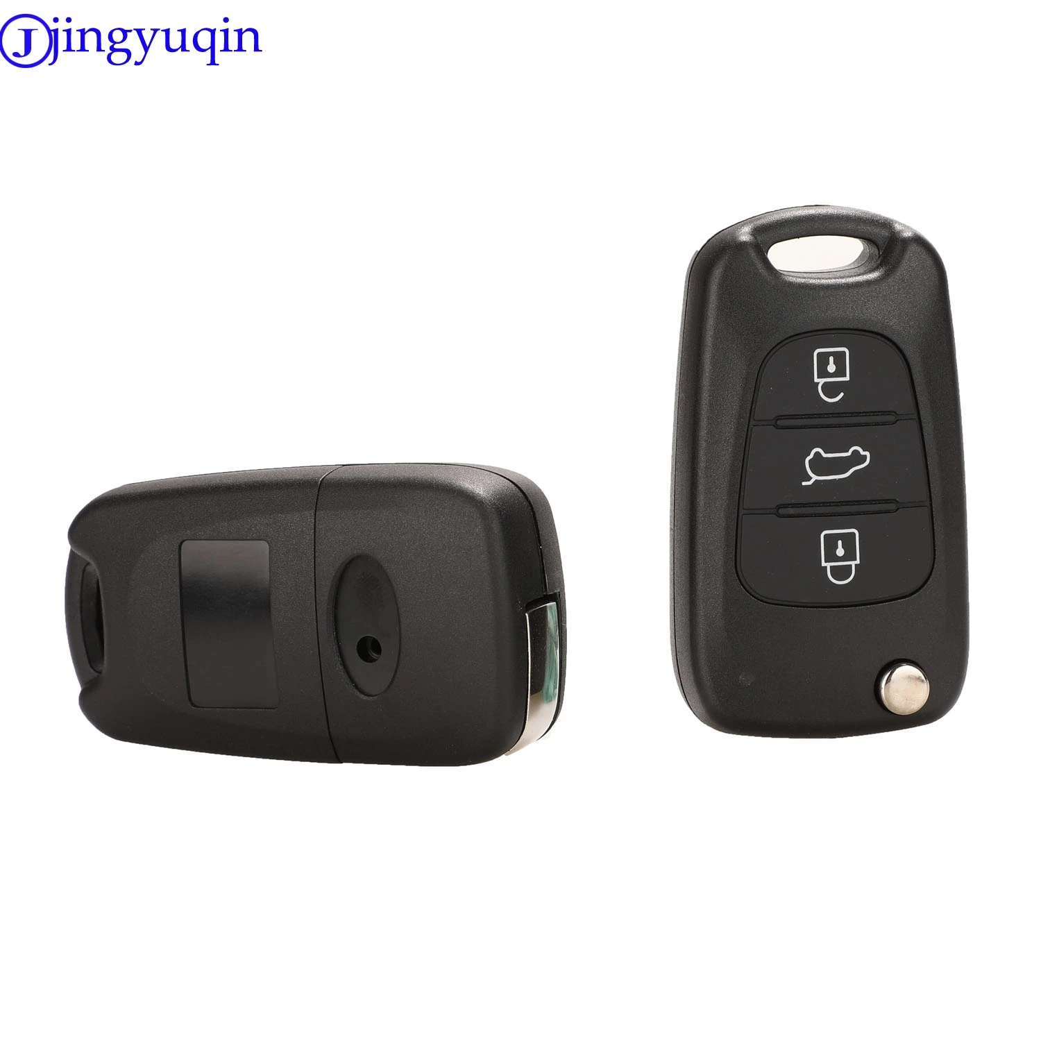 jingyuqin 3 Buttons Flip Remote Key Shell For HYUNDAI I30 IX35 For Kia K2 K5 Car Keys Blank Case Cover With Sticker