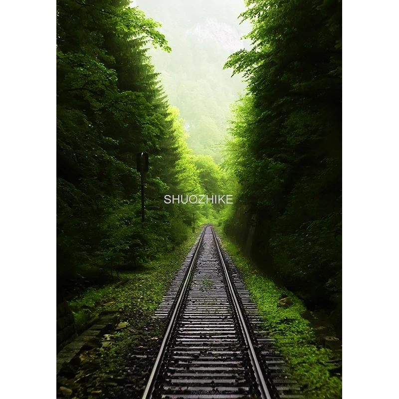 SHUOZHIKE Digital Train Track Landscape Photography background Portrait Photo Background Studio Props  211015 HCGD-05