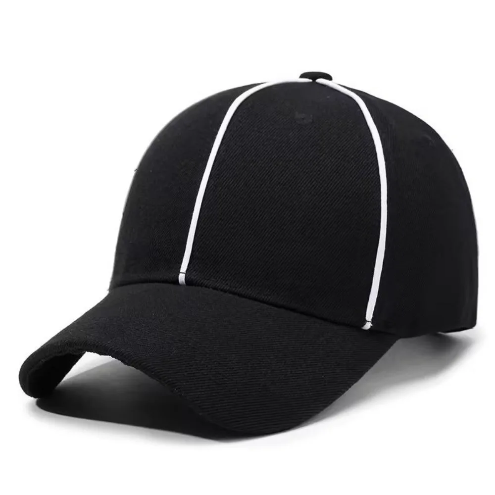 PESENAR Black White Striped Baseball Cap – Classic Cotton Dad Hat with Contrast Piping, Stylish Casual Headwear for Men Women