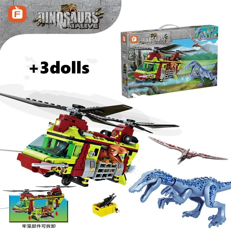 Jurassic Dinosaur Building Blocks Adventure Team Dinosaur Scene Puzzle Assembly Building Blocks Model Toy Gift